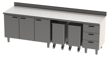 ENSEMBLE 2700X750 REF. 225E AVEC DESSUS INOX A DOS