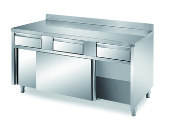 MEUBLE BAS INOX, ADOSSE,