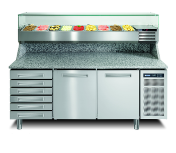 MEUBLE PIZZA AVEC DESSUS EN GRANIT 2P./6T.