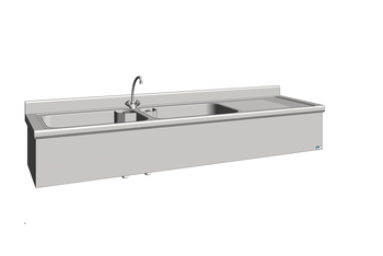PLONGE BATTERIE 2BACS 2500X700 EG DRO AVEC ROBINET
