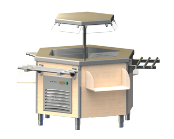 SALAD'BAR HEXAGONAL FROID STATIQUE AVEC GROUPE