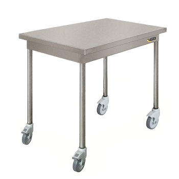 TABLE DEMONTABLE A BORDS DROITS EN INOX, CENTRALE 
