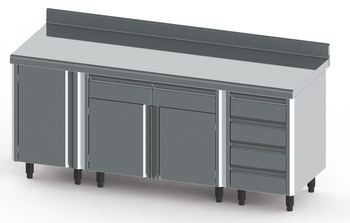 COMPOSITON MEUBLES BAS INOX BORDS RAYONNES LG 2000