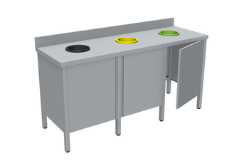 MEUBLE DE TRI INOX 304 EP. 15/10, 3 PORTES, SANS