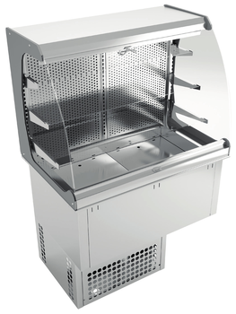 ENCASTRABLE VITRINE 3 ETAGERES AVEC RIDEAU 3 BACS