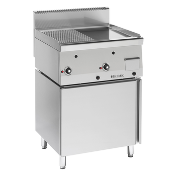GRIL GAZ, ACIER, 1/2 LISSE 1/2 RAINURÉ