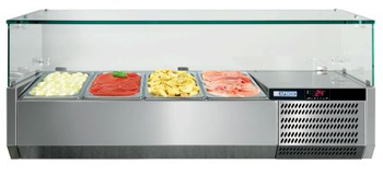 CONSOLE RÉFRIGÉRÉE BACS GN1/3, VITRAGE DROIT