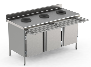 MEUBLE DE PRE TRI 3 PORTES - 3 TROUS VIDE DECHETS 