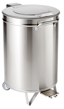 POUBELLE INOX RONDE 50L AVEC PÉDALE, DIMENSIONS Ø3