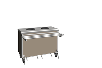 MEUBLE PRE TRI CENTRAL 1262X600 2TVD PSAC ROUES