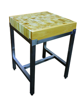 BILLOT BOIS 600X600X100 SUR PIEMENT INOX 304