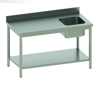 TABLE ADOSSÉE AVEC BAC À DROITE ET ÉTAGÈRE BASSE