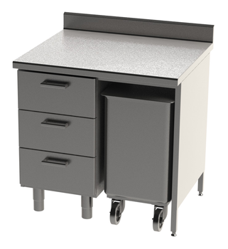 ENSEMBLE 900X750 REF. 90A AVEC DESSUS INOX A DOSSE