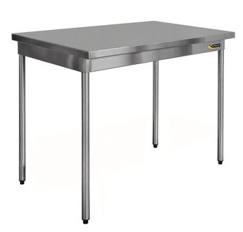 TABLE DEMONTABLE A BORDS DROITS EN INOX, CENTRALE 
