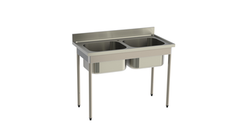 PLONGE 1200X600 - BORD DROIT -PIEDS RONDS - 2 CUVE