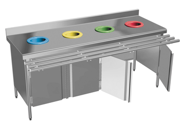 MEUBLE DE PRE TRI 4 PORTES - 4 TROUS VIDE DECHETS 