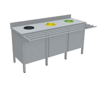 MEUBLE DE TRI INOX 304 EP. 15/10, SANS PORTE, AVEC