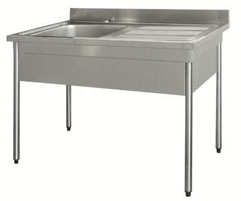 PLONGE BORDS DROITS,1200X700 - PIEDS RONDS -1 CUVE