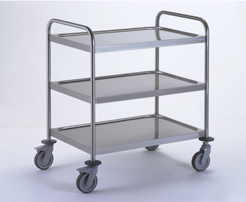 CHARIOT 1000X600 MM 3 PLATEAUX SOUDES ROUES INOX