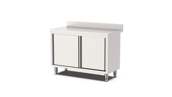 MEUBLE BAS INOX ADOSSE, P. COULISSANTES DOUBLEE