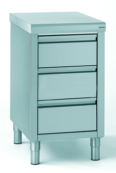 MEUBLE 3 TIROIRS BAC GN1/1 150 INOX À COINS SOUDÉS