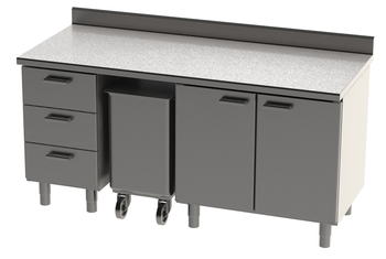 ENSEMBLE 1800X750 REF. 180B AVEC DESSUS INOX A DOS