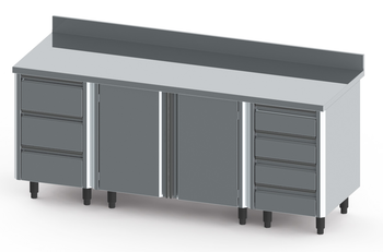 COMPOSITON MEUBLES BAS INOX BORDS RAYONNES LG 2000