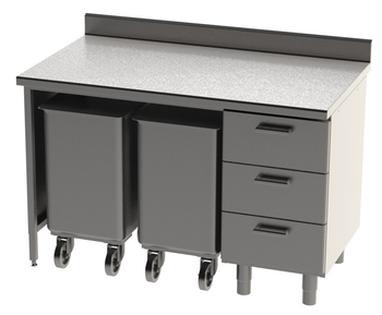 ENSEMBLE 1350X750 REF. 135E AVEC DESSUS INOX A DOS