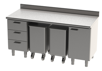 ENSEMBLE 1800X750 REF. 180C AVEC DESSUS INOX A DOS