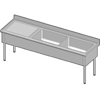PLONGE BATTERIE 2BACS 2500X700 EG GAU SANS ROBINET