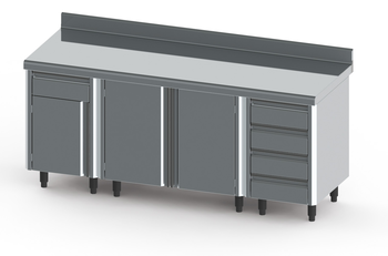 COMPOSITON MEUBLES BAS INOX BORDS RAYONNES LG 2000