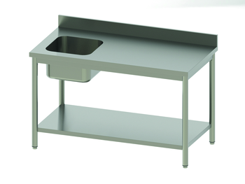 TABLE CHEF ADOSSÉE AVEC BAC À G ET ÉTAGÈRE BASSE