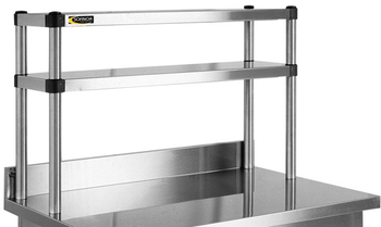 ETAGERE SUR TABLE PIEDS RONDS 1500X300 A 2 NIVEAUX