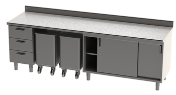 ENSEMBLE 2700X750 REF. 225B AVEC DESSUS INOX A DOS