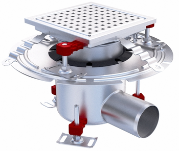 SIPHON EPUR INOX COMPLET H-FIRST / GRILLE PERFOREE