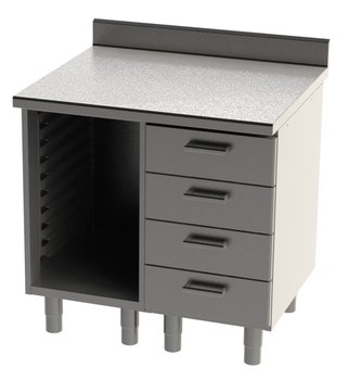 ENSEMBLE 900X750 REF. 90B AVEC DESSUS INOX A DOSSE