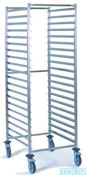 CHARIOT GN 2/1 20 NIVEAUX ROUES CHAPE INOX