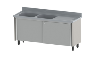 MEUBLE PLONGE 600X1800 2 BACS EGOUTTOIR A DROITE