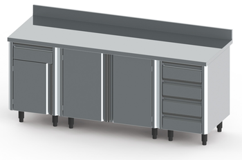 COMPOSITON MEUBLES BAS INOX BORDS DROITS LG 2000 X