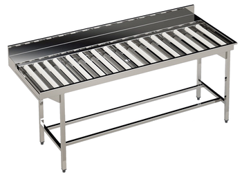 TABLE A ROULEAUX 6 PIEDS CARRES SOUDES. AVEC DOSSE