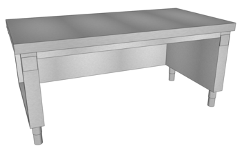 MEUBLE NEUTRE DESSOUS LIBRE L.1600 DESSUS LISSE B3