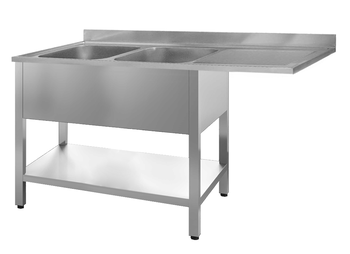 PLONGE INOX 304 SOUDEE, ENCASTREMENT LV, 2 BACS