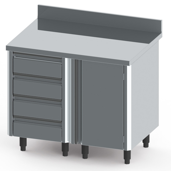 COMPOSITON MEUBLES BAS INOX BORDS DROITS LG 1000 X