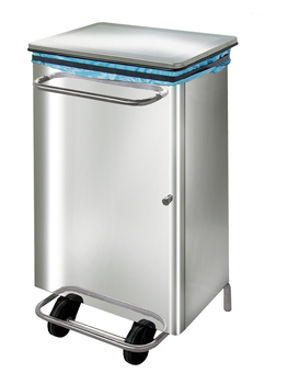 POUBELLE RECTANGULAIRE 90 L INOX CARENEE AVEC COUV