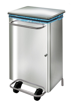 POUBELLE RECTANGULAIRE 70 L INOX CARENEE AVEC COUV