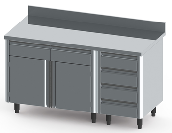 COMPOSITON MEUBLES BAS INOX BORDS RAYONNES LG 500 