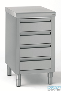 MEUBLE 4 TIROIRS BAC GN1/1 100 INOX À COINS SOUDÉS