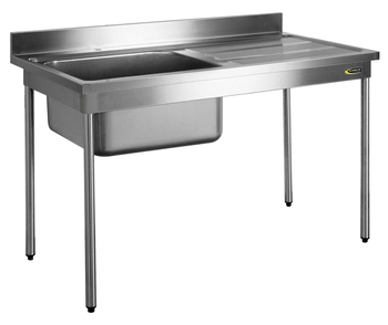 PLONGE 1400X600 - BORD DROIT -PIEDS RONDS - 1 CUVE