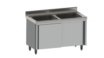 MEUBLE PLONGE RAYONNE 1400 2 BACS SUR ROULETTES IN