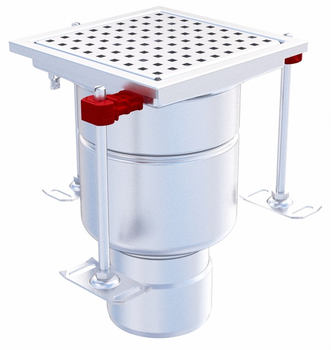 SIPHON EPUR INOX COMPLET H-FIRST / GRILLE PERFOREE